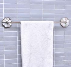 Silver Brass Mother of Pearl Bathroom Towel Bar